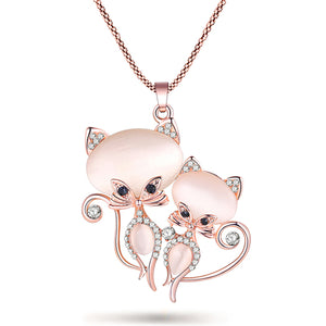 Bonsny Cat Necklace Long Pendant