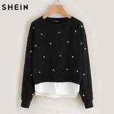 SHEIN Sweatshirt Woman Pearl Beading