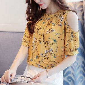 2017 Chiffon Print Blusas Floral Shirt