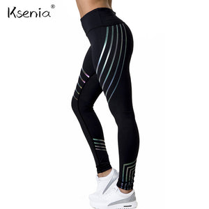 Ksenia Laser Colorful Striped Printing Elasticity