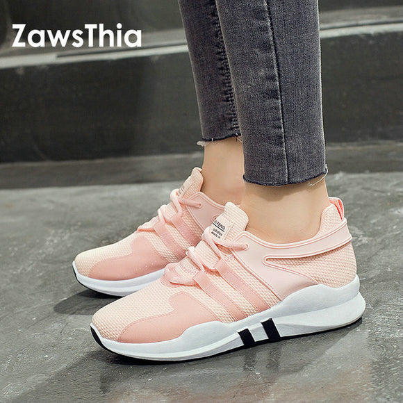 ZawsThia 2018 white pink air mesh student